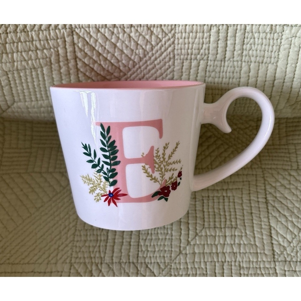 Opalhouse Monogram "E" Floral Stoneware Coffee Mug Home Decor 16 OZ Capacity